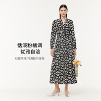 歌莉娅 春季新品  针织印花连衣裙  1E2C4H630 1CD淡粉石榴花黑底印花