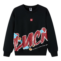 361°童装男童加绒加厚套头卫衣2025年春季休闲时尚儿童上衣新年款 经典黑 165cm