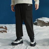 UNDER ARMOUR安德玛童装秋25儿童加绒运动裤梭织男女大童长裤束脚工装裤 黑色【常规款】 160