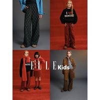 ELLEkids童装 经典菱形格纹长裤女儿童秋冬全腰松紧呢料裤子【15天内】