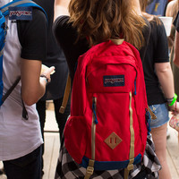 JANSPORT【微瑕】杰斯伯双肩包户外旅行包功能背包男女生本命年红包5XP 2T3F5XP-新年红(电脑隔层+水杯侧袋)
