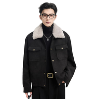 伯爵卓尔仿羊羔毛布毛一体服男士夹克2025冬季复古男装外套男 G551401 月夜黑 2XL (185)