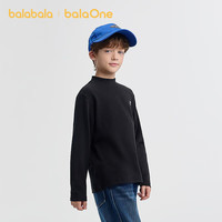 巴拉巴拉balaOne童装儿童长袖t恤男童女童2025冬季休闲打底衫 黑色90001 140