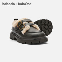 巴拉巴拉【balaOne】女童公主鞋黑色小皮鞋春秋2025仿羊羔毛 黑色90001 36 (脚长22.3-22.7/内长23.7)