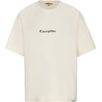 CAT卡特短袖t恤男女同款户外腰果花与千鸟格印花宽松全棉短袖T恤 杏色