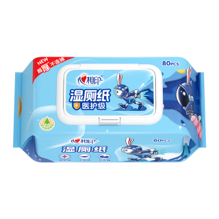 PLUS会员：心相印 茶树精油湿厕纸 80抽*1包 小飞兔系列 加大加厚