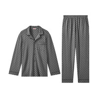 曼妮芬24秋冬男士舒适棉莫翻领长袖长裤套装家居服睡衣男起居服 031 深灰色 XL (180)