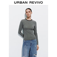 UR UR2025 女装休闲简约基础撞色圆领修身T恤 UYB450017