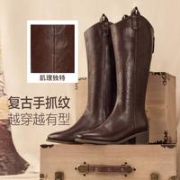 百思图 女士骑士靴 2025秋冬季粗跟长靴