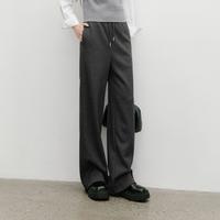 红袖 2025冬季新款女装系带松紧腰解构拼接直筒长裤