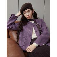 朗文斯汀 2025冬季新款法式短款小个子毛呢外套小香风双面呢大衣