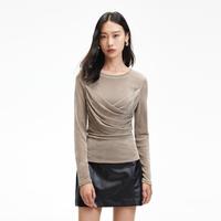VERO MODA 【可单穿可做内搭】冬T恤女光泽感面料交叉设计修身复古