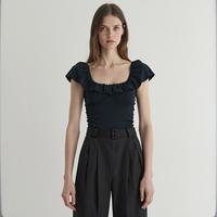 ZARA 女式纯色褶边装饰性感暗夜浪漫吊带短款背心