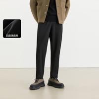 太平鸟 男装冬款四面弹锥形腰际织带设计西装裤男式休闲裤