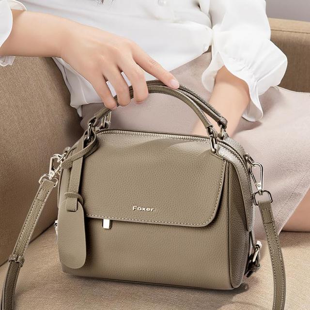 金狐狸 头层牛皮包包女2025爆款大容量手提包波士顿包通勤百搭斜挎包