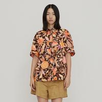 江南布衣 夏季衬衣印花五分袖棉质复古休闲衬衫女