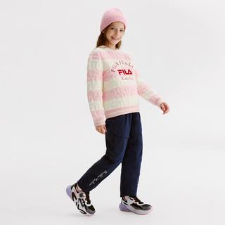 FILA 女中大童（130-165）毛衣女童休闲满印保暖长袖基础织衫