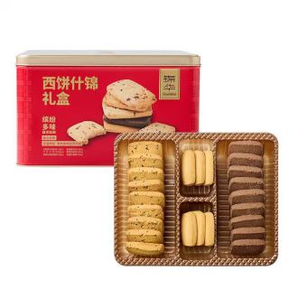 锦华 西饼什锦曲奇礼盒 551克/6味 缤纷礼盒装