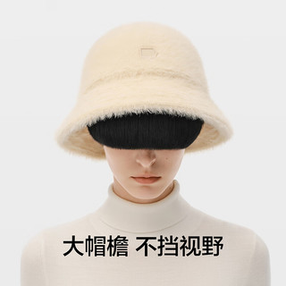 蕉内502Go女士渔夫帽子显脸小秋冬季洋气户外休闲防寒冬帽时尚保暖帽 牙白
