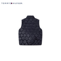 Tommy Hilfiger【90绒】秋冬童装男拼色暗纹提花绗缝立领羽绒马甲背心外套 藏青红白拼色001 140 S/140cm