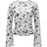 VERO MODA 【蝴蝶印花】T恤女25冬季高街潮流抽绳长袖薄纱上衣