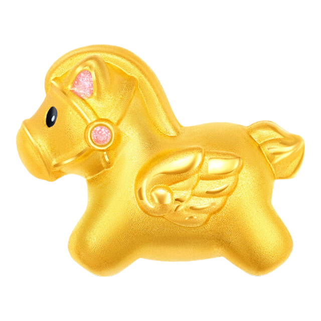 周大福 SOINLOVE宝藏女孩巡梦小马黄金转运珠 VR1723圣诞