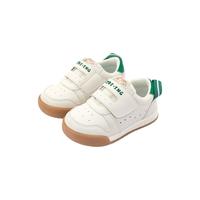 kidsing可迪星宝宝板鞋秋季男女童小童幼儿园机能软底运动小白鞋 元气牛奶—绿色（皮面）| 22码