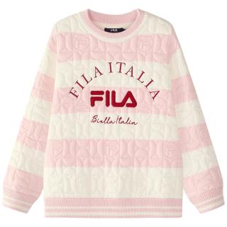 FILA 女中大童（130-165）毛衣女童休闲满印保暖长袖基础织衫