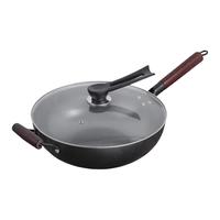 艾格辰家用炒菜锅无涂层舌尖上的中国老式铁锅手工锻打铁锅 无耳(无盖) 30cm