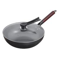 艾格辰老式铁锅家用无涂层不粘锅传统铁锅手工锻打铁锅炒锅 特厚款-铁锅配玻璃盖 32cm 32cm