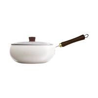 艾格辰钛陶瓷大肚锅铁锅0氟无涂层炒菜锅家用加厚钛锅电磁炉燃气通用 大肚锅+送清洁膏+送硅胶铲+送清洁刷 22cm