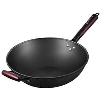 艾格辰陆川铁锅老式生铁铸铁锅炒菜锅加深家用电磁炉平底锅铁锅 陆川平底锅【无盖】已开锅 32cm