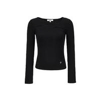 ONLY 【修身圆领T恤】2025冬季不规则镂空设计长袖T恤女