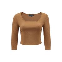 VERO MODA T恤女秋方领七分袖水钻装饰上衣时尚潮流高级感