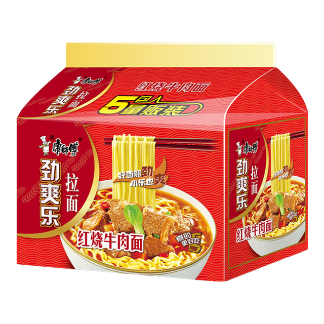 康师傅 劲爽乐 红烧牛肉方便面 5袋