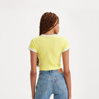 Levi's【商场同款】李维斯女士美式时尚潮流简约百搭修身短袖T恤 黄色 A3523-0037