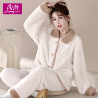 柔软舒适秋冬雪花绒家居服可外穿女士暖绒保暖法兰绒家居服
