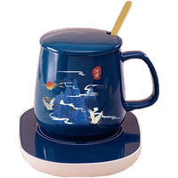 园洲绿恒温杯加热杯垫马克杯暖暖杯伴娘圣诞节 杏黄色暖暖杯加热杯垫+勺子+礼盒