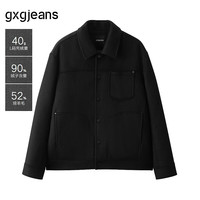 gxgjeans 美式宽松羽绒呢外套短款大衣 黑色