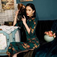 新式旗袍改良版年轻款少女复古民国风气质高端长款老上海性感优雅 5550 L