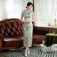 新式旗袍改良版年轻款少女复古民国风气质高端长款老上海性感优雅 230132蓝 4XL