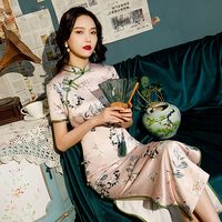 新式旗袍改良版年轻款少女复古民国风气质高端长款老上海性感优雅 9013 S