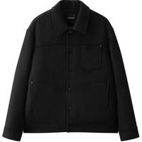 gxgjeans男装 黑色简约基础宽松羽绒呢外套短款大衣 24年冬季 黑色 L (175)