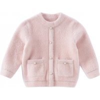 戴维贝拉(DAVE&BELLA)儿童半高领毛衣仿貂绒女童针织衫小香风女宝上衣冬季小童衣服 粉色 120cm(身高110-120cm)