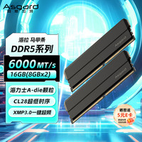 阿斯加特 16GB(8GBx2) DDR5 6000 台式机内存条 海拉 马甲条 海力士A-die CL28 极夜黑