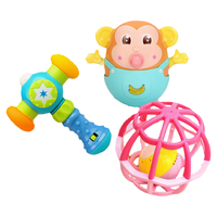 谷雨婴儿手抓球玩具0-1岁宝宝摇铃球软胶会发光婴幼儿响铃训练球 软胶球+声光敲敲锤+不倒翁玩具