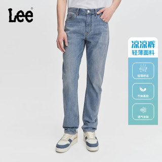 Lee 凉凉裤中腰舒适锥形五袋款中深蓝男轻薄牛仔裤 中深蓝 38