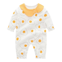 modomoma新生儿用品婴儿衣服男女宝宝连体衣爬爬服 荷包蛋花边长爬 59cm