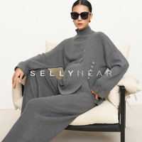 Sellynear孕妇套装秋冬新款时尚高级灰慵懒时髦针织两件套装 高级灰