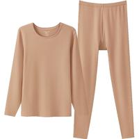 三枪【双面拉绒】保暖内衣女套装朵绒棉抗菌高弹圆领秋衣秋裤套 棠梨橙 L